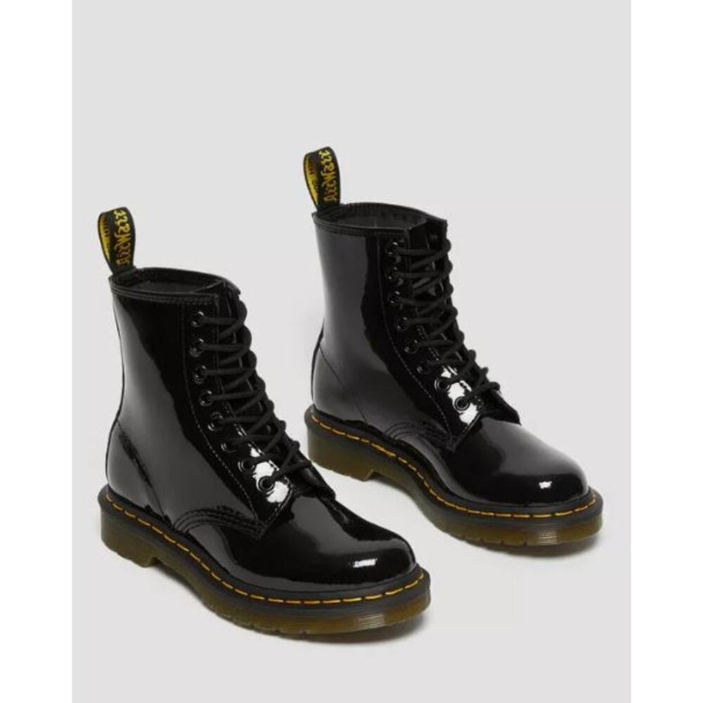 NEW Dr. Martens 1460 Patent Leather Lace Up Combat Boots Black Women's Size 6 - Picture 2 of 13